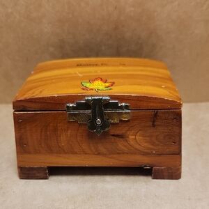 Wooden Trinket Box with Maple Leaf Design Massey Canada
